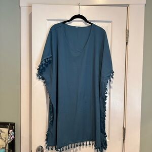 Teal Tassel Women's swim cover up